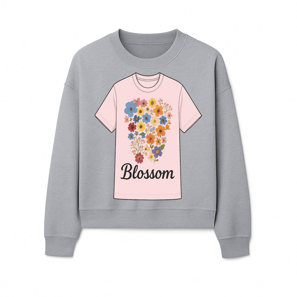 Floral Blossom Graphic Tee - Vintage Style Pastel Pink T-Shirt with Colorful Flower Design for Fashionable Spring Outfits - Sweatshirt 1758250111842.jpg