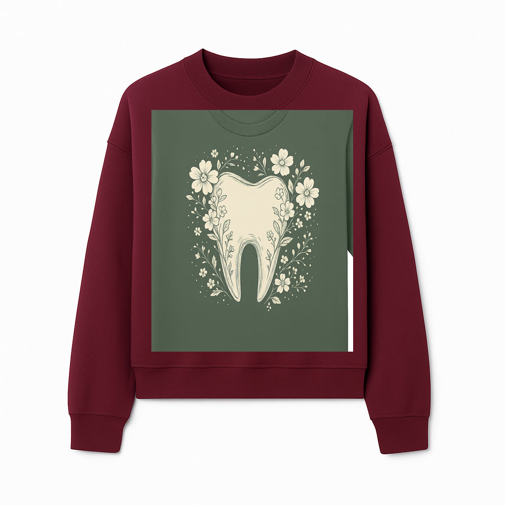Floral Tooth Graphic Tee | Cute Dental Art Shirt | Nature-Inspired Design | Dentist Gift | Eco-Friendly Fashion - Sweatshirt 1758250111965.jpg
