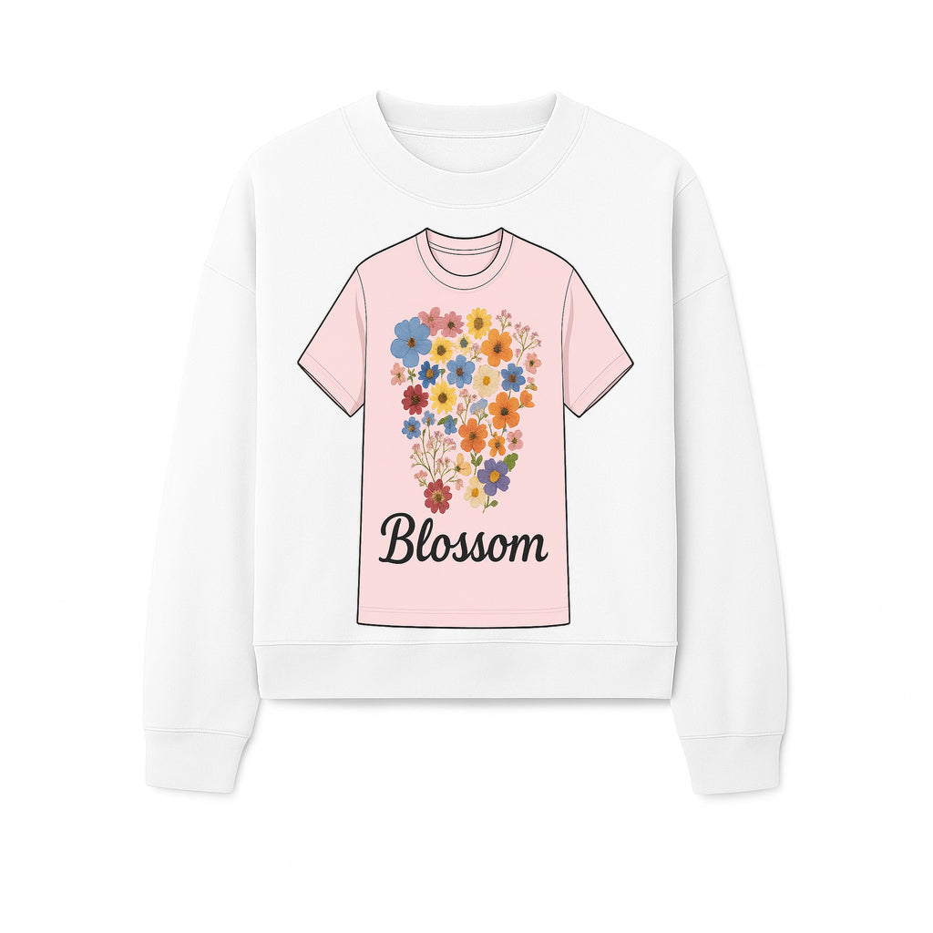 Floral Blossom Graphic Tee - Vintage Style Pastel Pink T-Shirt with Colorful Flower Design for Fashionable Spring Outfits - Sweatshirt 1758250111987.jpg
