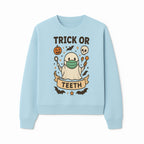 Trick or Teeth Ghost Halloween T-Shirt | Cute Spooky Design | Pumpkin & Skull Graphics | Perfect for Kids and Adults - Sweatshirt 1758250112129.jpg