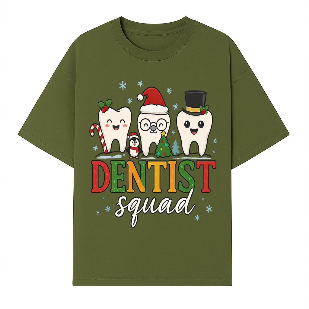 Cute Christmas Dentist Squad T-Shirt with Snowflakes, Toothy Characters, Penguin & Holiday Themes for Dental Professionals and Fans - T-shirt 1758250112136.jpg
