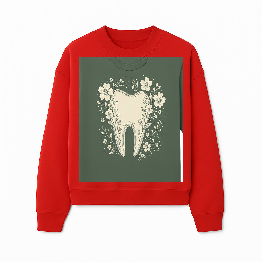 Floral Tooth Graphic Tee | Cute Dental Art Shirt | Nature-Inspired Design | Dentist Gift | Eco-Friendly Fashion - Sweatshirt 1758250112257.jpg