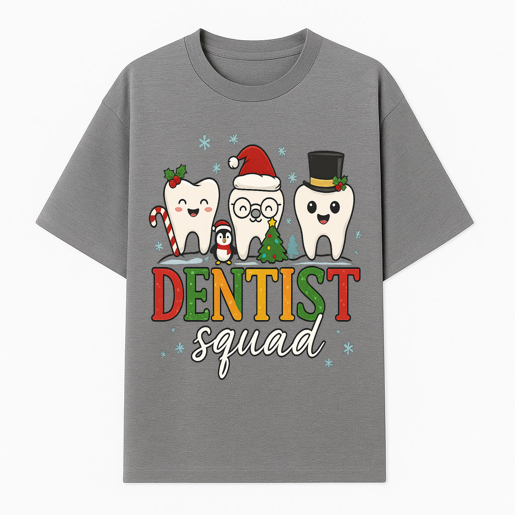 Cute Christmas Dentist Squad T-Shirt with Snowflakes, Toothy Characters, Penguin & Holiday Themes for Dental Professionals and Fans - T-shirt 1758250112273.jpg