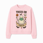 Trick or Teeth Ghost Halloween T-Shirt | Cute Spooky Design | Pumpkin & Skull Graphics | Perfect for Kids and Adults - Sweatshirt 1758250112279.jpg