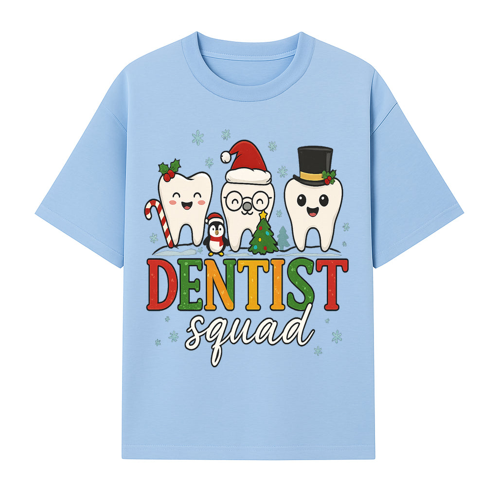 Cute Christmas Dentist Squad T-Shirt with Snowflakes, Toothy Characters, Penguin & Holiday Themes for Dental Professionals and Fans - T-shirt 1758250112424.jpg