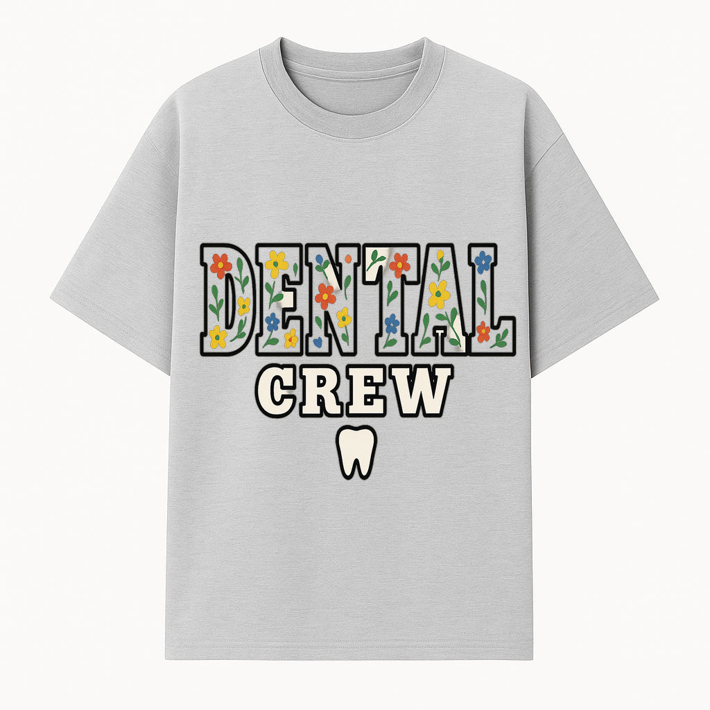 Dental Crew Floral Design Sticker - Cute Dentist Team D cor, Tooth Graphic, Fun Dental Office Accessory, Gift for Dental Professionals - T-shirt 1758250112467.jpg