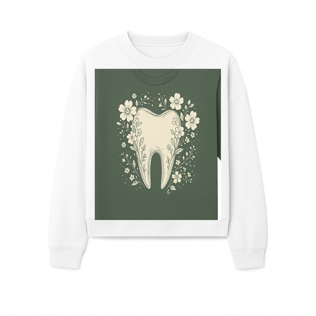 Floral Tooth Graphic Tee | Cute Dental Art Shirt | Nature-Inspired Design | Dentist Gift | Eco-Friendly Fashion - Sweatshirt 1758250112569.jpg