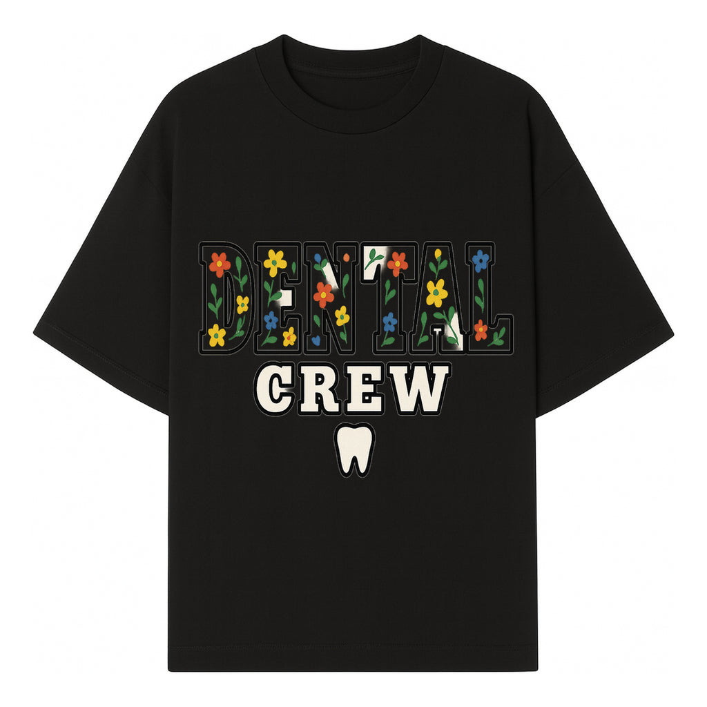 Dental Crew Floral Design Sticker - Cute Dentist Team D cor, Tooth Graphic, Fun Dental Office Accessory, Gift for Dental Professionals - T-shirt 1758250112635.jpg
