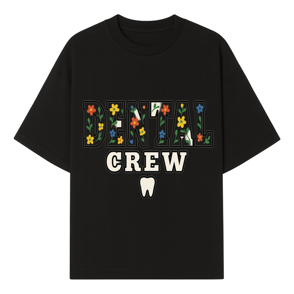 Dental Crew Floral Design Sticker - Cute Dentist Team D cor, Tooth Graphic, Fun Dental Office Accessory, Gift for Dental Professionals - T-shirt 1758250112635.jpg
