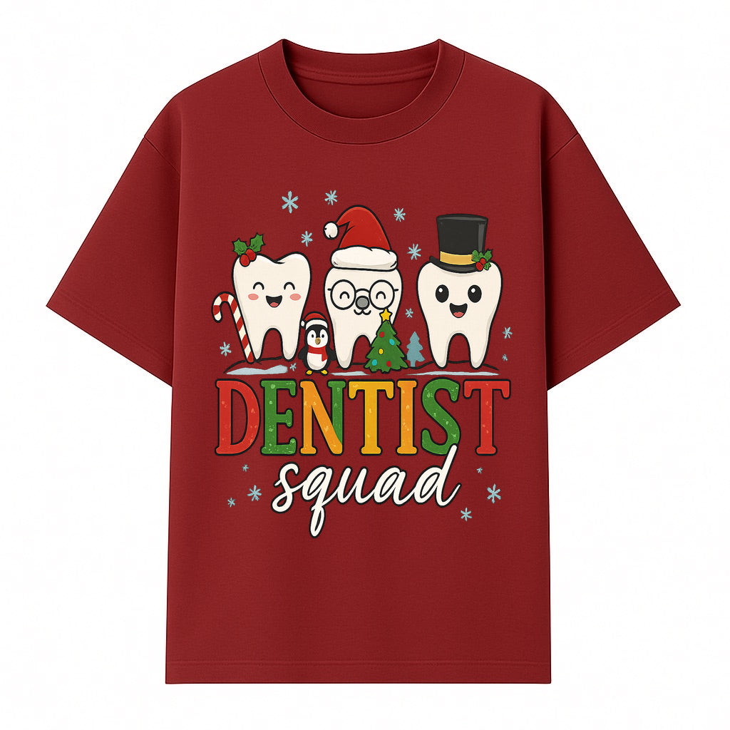Cute Christmas Dentist Squad T-Shirt with Snowflakes, Toothy Characters, Penguin & Holiday Themes for Dental Professionals and Fans - T-shirt 1758250112720.jpg