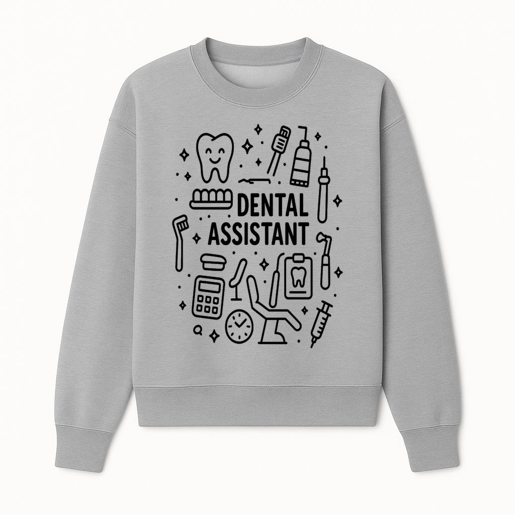 Dental Assistant Graphic Design Print - Tooth, Tools, and Equipment Theme for Dentists and Dental Professionals - Sweatshirt 1758250112737.jpg