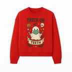 Trick or Teeth Ghost Halloween T-Shirt | Cute Spooky Design | Pumpkin & Skull Graphics | Perfect for Kids and Adults - Sweatshirt 1758250112773.jpg