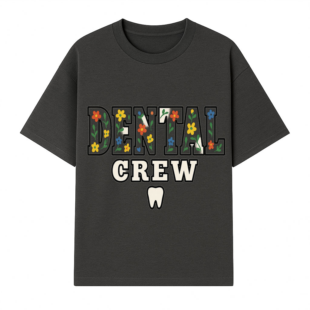 Dental Crew Floral Design Sticker - Cute Dentist Team D cor, Tooth Graphic, Fun Dental Office Accessory, Gift for Dental Professionals - T-shirt 1758250112801.jpg