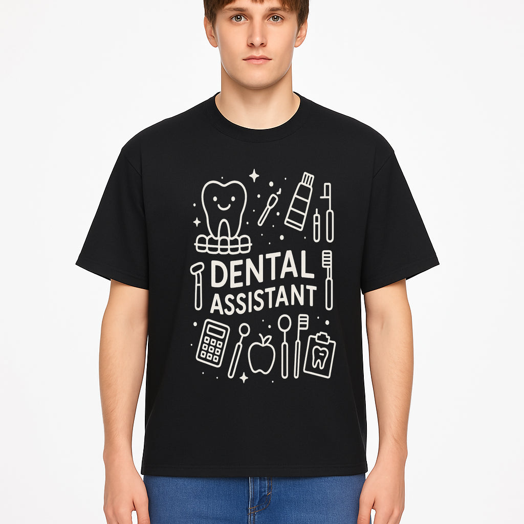 Dental Assistant Graphic Tee - Cute Tooth, Tools & Calculator Design, Perfect Gift for Dental Professionals & Students - T-shirt 1758250112806.jpg