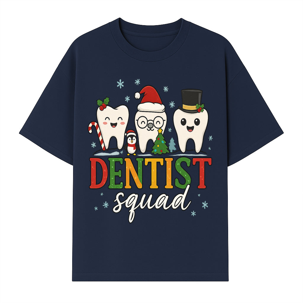 Cute Christmas Dentist Squad T-Shirt with Snowflakes, Toothy Characters, Penguin & Holiday Themes for Dental Professionals and Fans - T-shirt 1758250112835.jpg