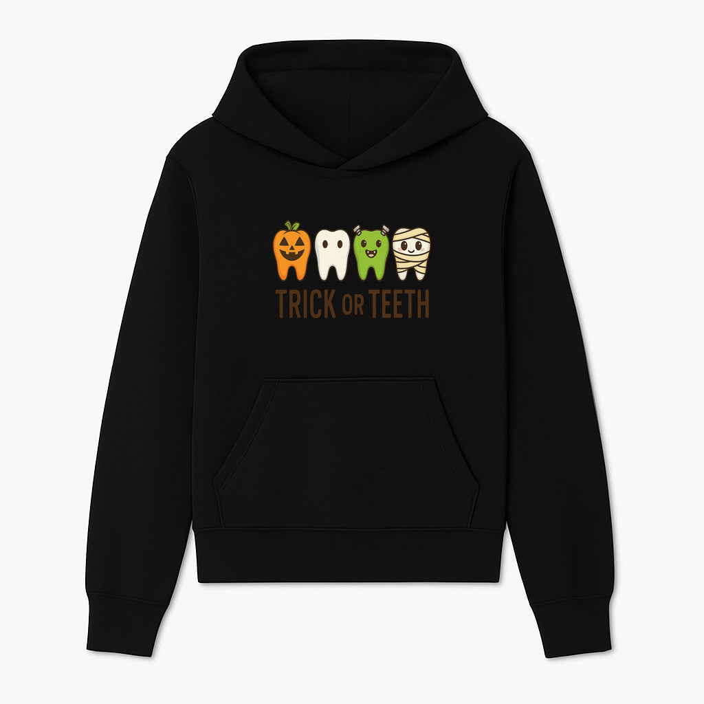 Cute Halloween Trick or Teeth Shirt with Pumpkin & Tooth Characters, Fun Kids' Costume Tee for Spooky Season - Hoodie 1758250112894.jpg