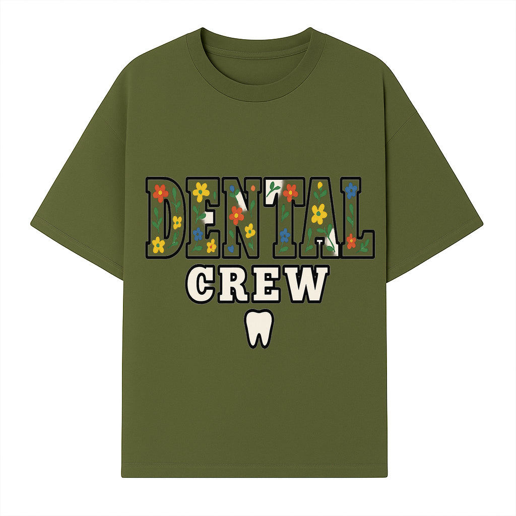 Dental Crew Floral Design Sticker - Cute Dentist Team D cor, Tooth Graphic, Fun Dental Office Accessory, Gift for Dental Professionals - T-shirt 1758250112956.jpg