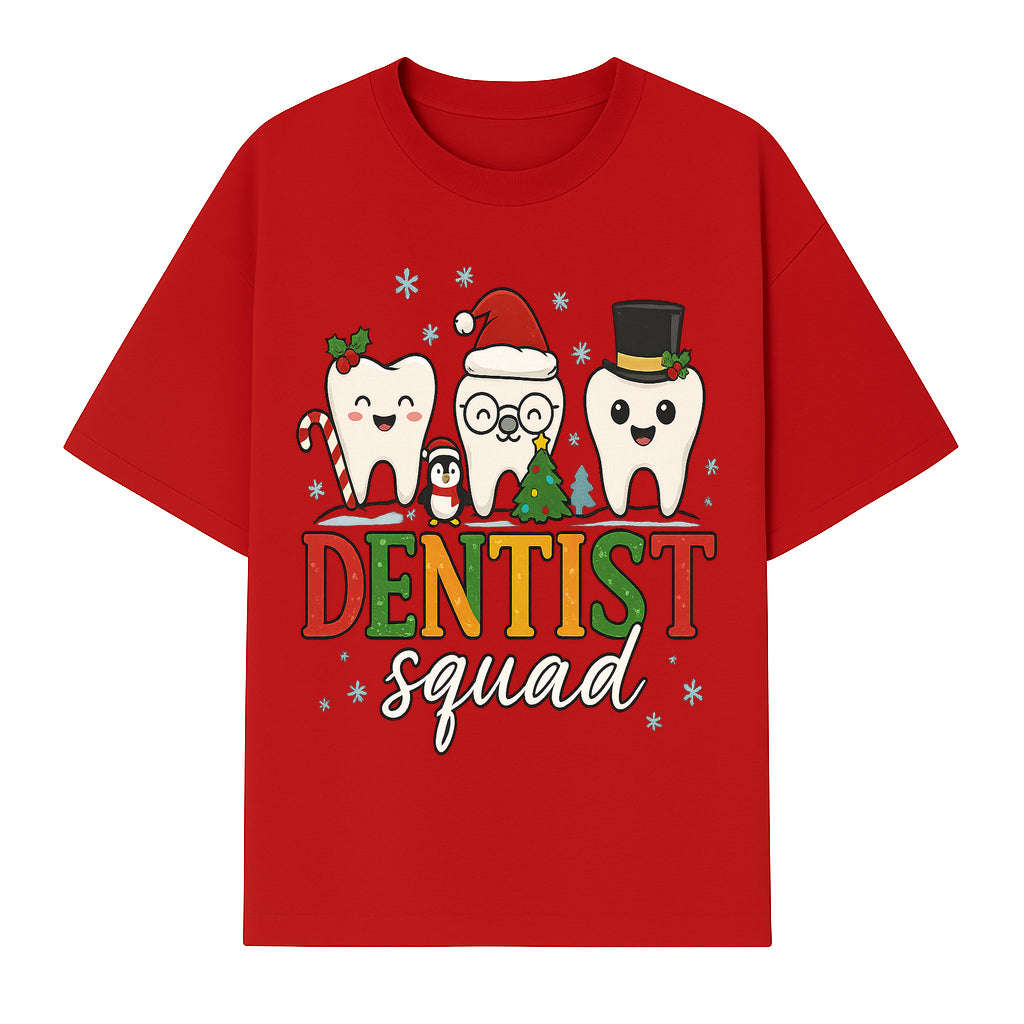 Cute Christmas Dentist Squad T-Shirt with Snowflakes, Toothy Characters, Penguin & Holiday Themes for Dental Professionals and Fans - T-shirt 1758250112983.jpg