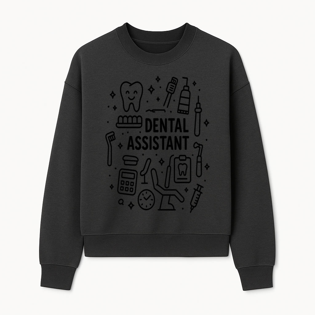 Dental Assistant Graphic Design Print - Tooth, Tools, and Equipment Theme for Dentists and Dental Professionals - Sweatshirt 1758250113035.jpg