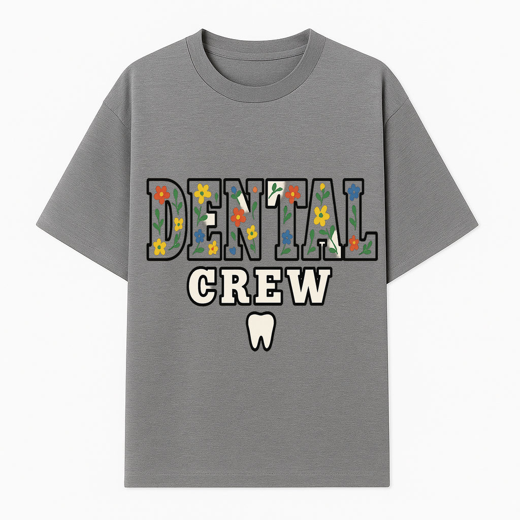 Dental Crew Floral Design Sticker - Cute Dentist Team D cor, Tooth Graphic, Fun Dental Office Accessory, Gift for Dental Professionals - T-shirt 1758250113100.jpg