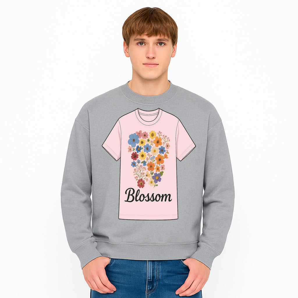 Floral Blossom Graphic Tee - Vintage Style Pastel Pink T-Shirt with Colorful Flower Design for Fashionable Spring Outfits - Sweatshirt 1758250113135.jpg