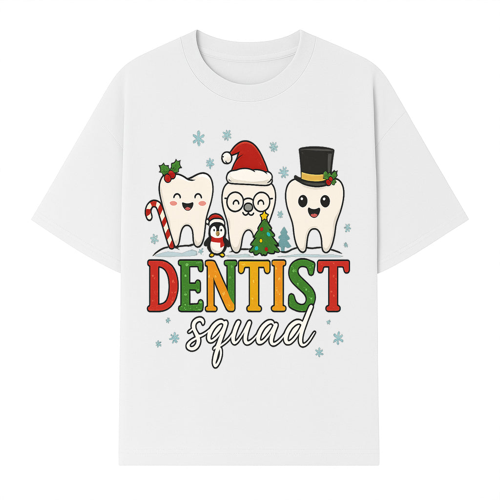 Cute Christmas Dentist Squad T-Shirt with Snowflakes, Toothy Characters, Penguin & Holiday Themes for Dental Professionals and Fans - T-shirt 1758250113252.jpg