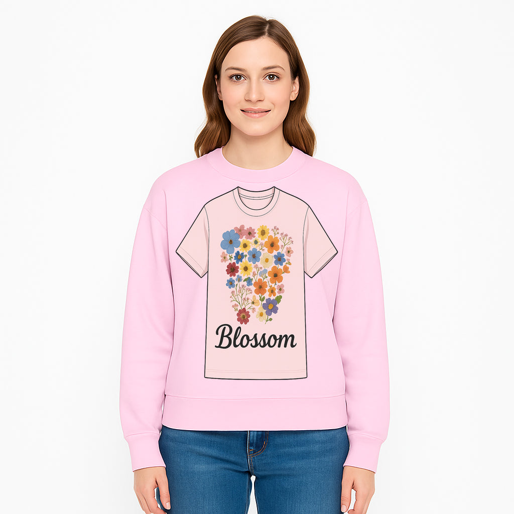 Floral Blossom Graphic Tee - Vintage Style Pastel Pink T-Shirt with Colorful Flower Design for Fashionable Spring Outfits - Sweatshirt 1758250113261.jpg