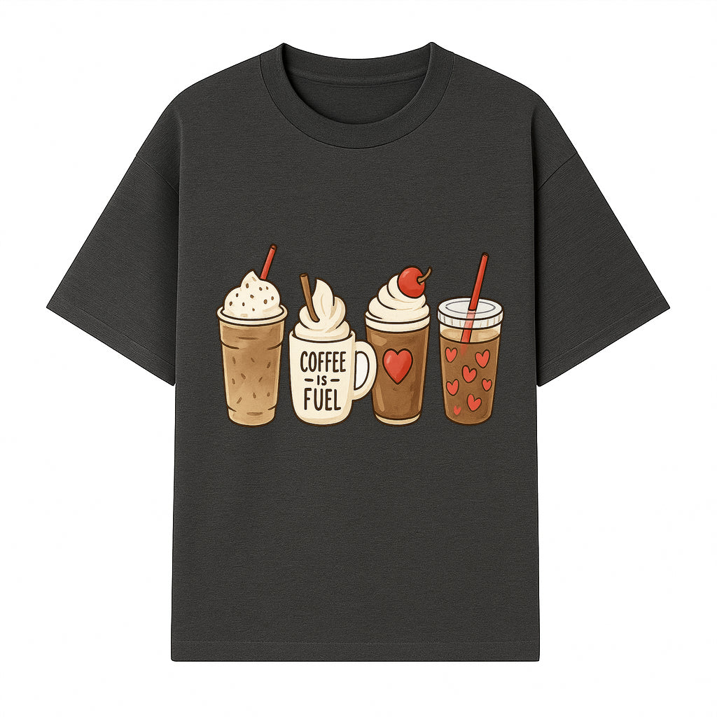 Coffee Lovers Drink Illustration Wall Art - Cute Coffee Fuel Theme Decor for Kitchen, Cafe, or Coffee Shop - T-shirt 1758250113317.jpg