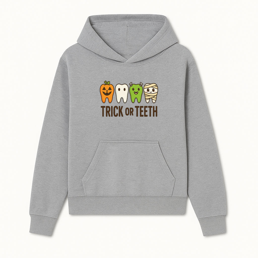 Cute Halloween Trick or Teeth Shirt with Pumpkin & Tooth Characters, Fun Kids' Costume Tee for Spooky Season - Hoodie 1758250113317.jpg