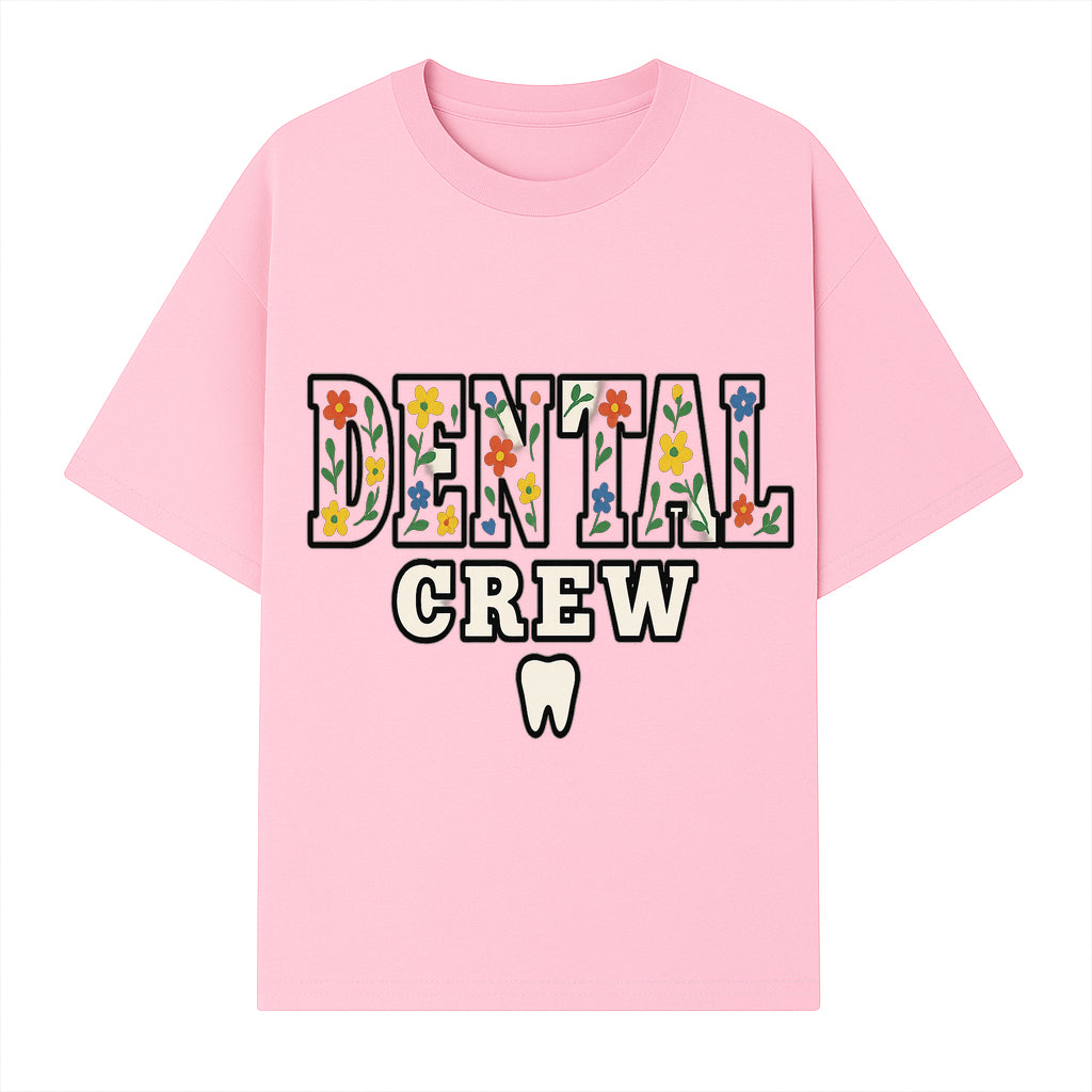 Dental Crew Floral Design Sticker - Cute Dentist Team D cor, Tooth Graphic, Fun Dental Office Accessory, Gift for Dental Professionals - T-shirt 1758250113454.jpg