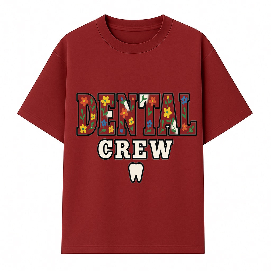 Dental Crew Floral Design Sticker - Cute Dentist Team D cor, Tooth Graphic, Fun Dental Office Accessory, Gift for Dental Professionals - T-shirt 1758250113594.jpg