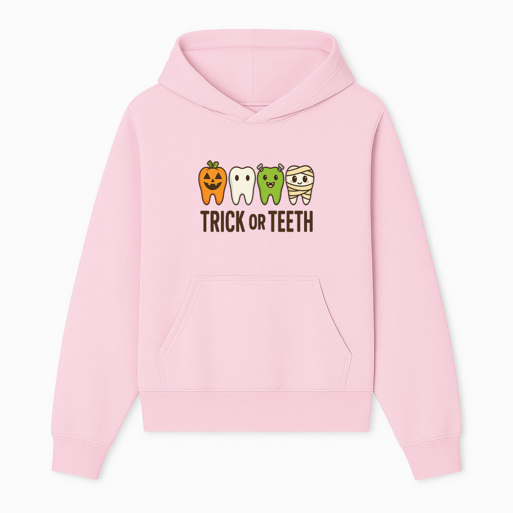 Cute Halloween Trick or Teeth Shirt with Pumpkin & Tooth Characters, Fun Kids' Costume Tee for Spooky Season - Hoodie 1758250113614.jpg