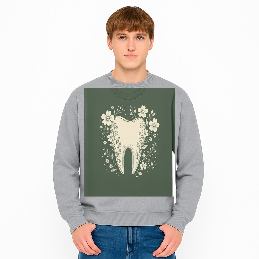 Floral Tooth Graphic Tee | Cute Dental Art Shirt | Nature-Inspired Design | Dentist Gift | Eco-Friendly Fashion - Sweatshirt 1758250113743.jpg