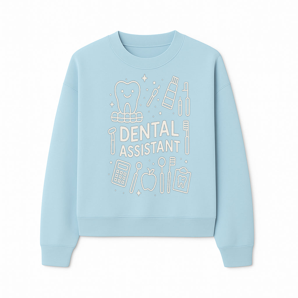 Dental Assistant Graphic Tee - Cute Tooth, Tools & Calculator Design, Perfect Gift for Dental Professionals & Students - Sweatshirt 1758250113839.jpg