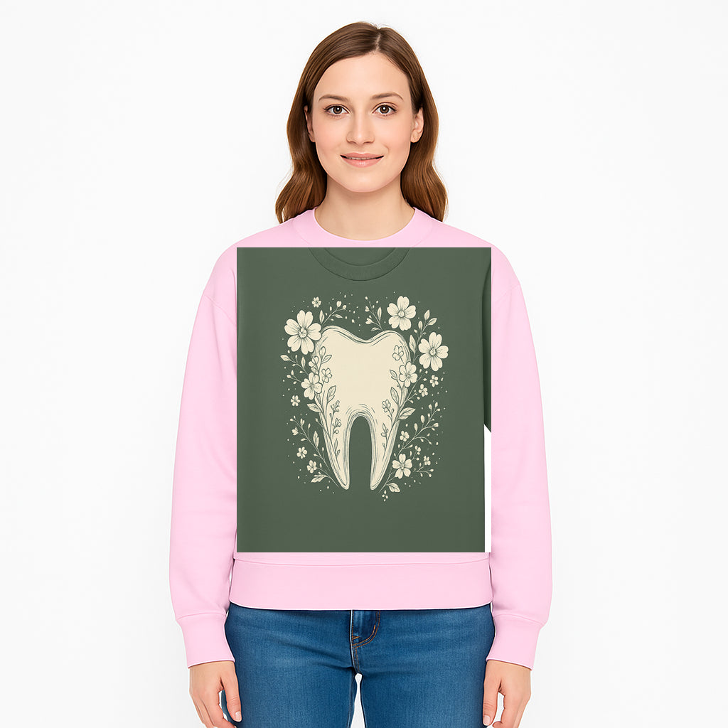 Floral Tooth Graphic Tee | Cute Dental Art Shirt | Nature-Inspired Design | Dentist Gift | Eco-Friendly Fashion - Sweatshirt 1758250113898.jpg