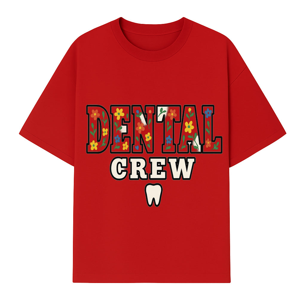 Dental Crew Floral Design Sticker - Cute Dentist Team D cor, Tooth Graphic, Fun Dental Office Accessory, Gift for Dental Professionals - T-shirt 1758250113924.jpg