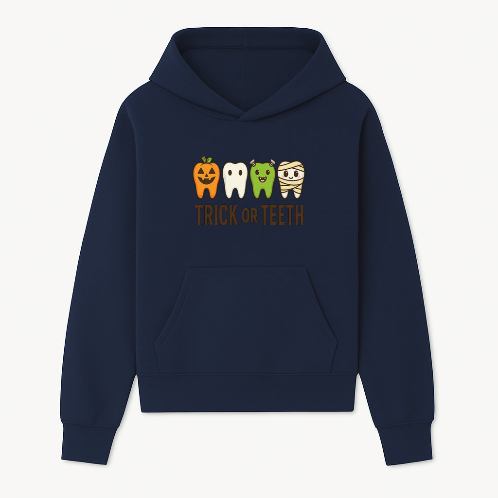 Cute Halloween Trick or Teeth Shirt with Pumpkin & Tooth Characters, Fun Kids' Costume Tee for Spooky Season - Hoodie 1758250113983.jpg