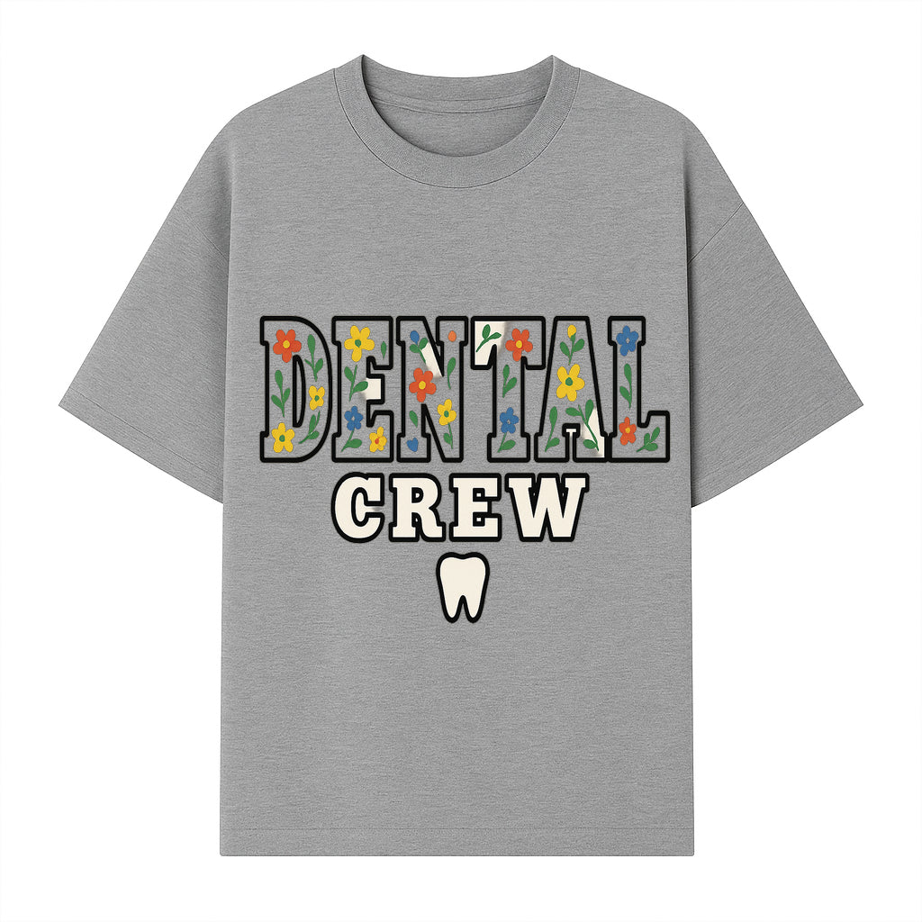 Dental Crew Floral Design Sticker - Cute Dentist Team D cor, Tooth Graphic, Fun Dental Office Accessory, Gift for Dental Professionals - T-shirt 1758250114062.jpg