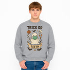 Trick or Teeth Ghost Halloween T-Shirt | Cute Spooky Design | Pumpkin & Skull Graphics | Perfect for Kids and Adults - Sweatshirt 1758250114224.jpg