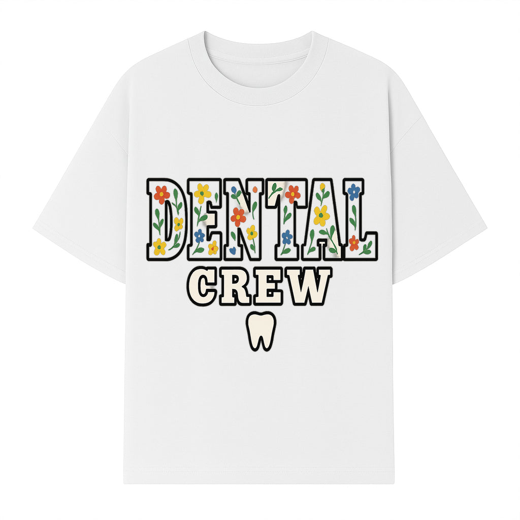 Dental Crew Floral Design Sticker - Cute Dentist Team D cor, Tooth Graphic, Fun Dental Office Accessory, Gift for Dental Professionals - T-shirt 1758250114241.jpg