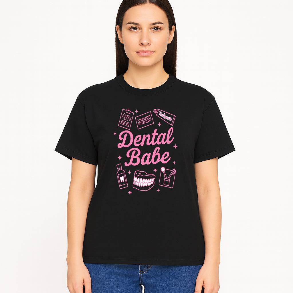 Dental Babe Neon Sign - Cute Dental Care Decor, Toothbrush, Toothpaste, Smile Art, Girly Dentist Gift, Fun Wall Art for Office or Home - T-shirt 1758250114247.jpg