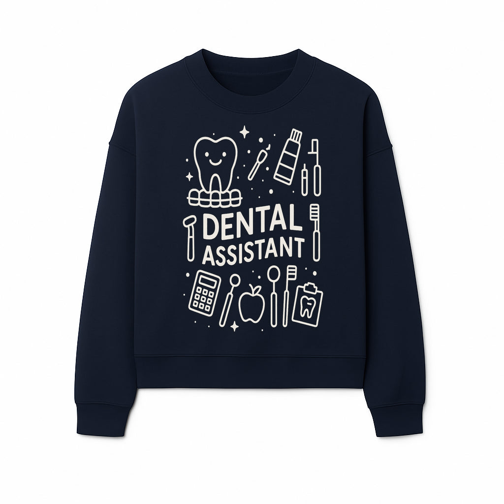 Dental Assistant Graphic Tee - Cute Tooth, Tools & Calculator Design, Perfect Gift for Dental Professionals & Students - Sweatshirt 1758250114288.jpg