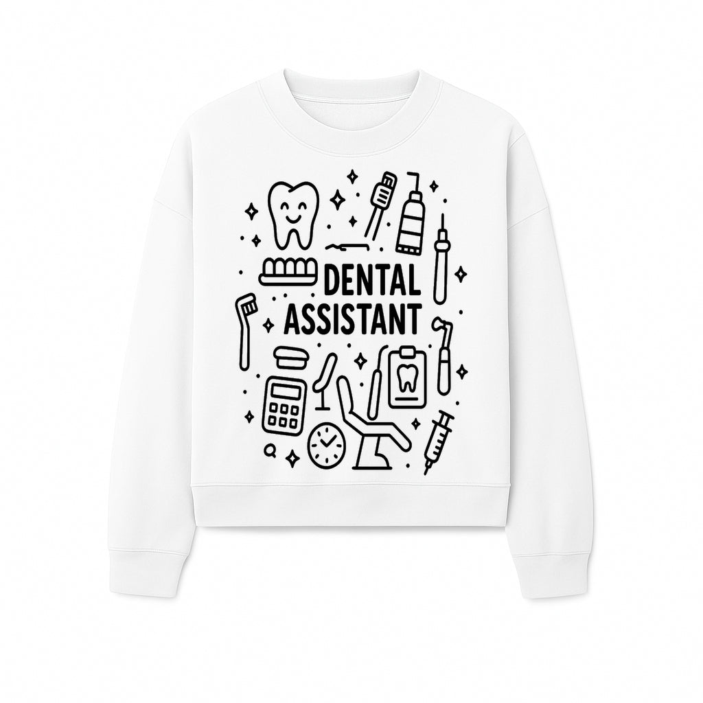 Dental Assistant Graphic Design Print - Tooth, Tools, and Equipment Theme for Dentists and Dental Professionals - Sweatshirt 1758250114354.jpg