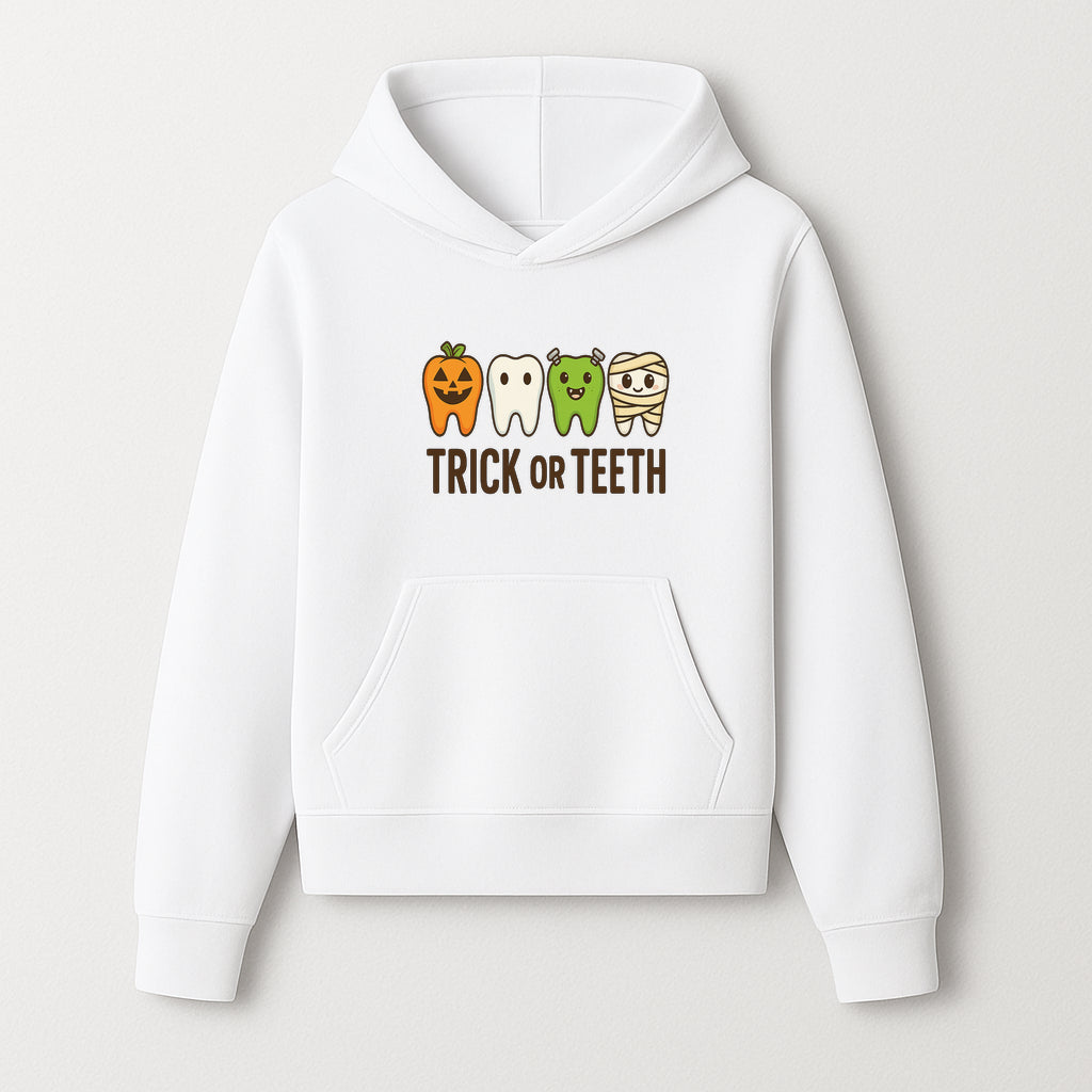 Cute Halloween Trick or Teeth Shirt with Pumpkin & Tooth Characters, Fun Kids' Costume Tee for Spooky Season - Hoodie 1758250114412.jpg