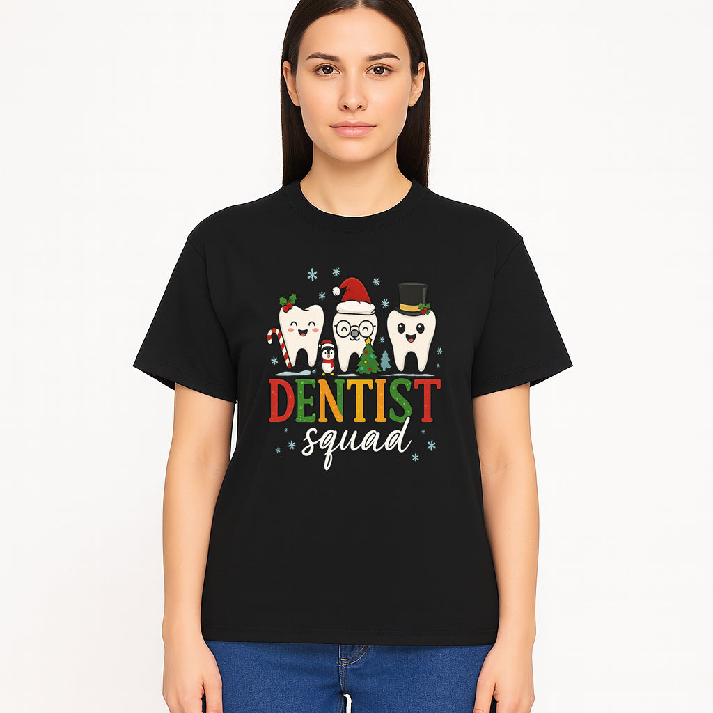 Cute Christmas Dentist Squad T-Shirt with Snowflakes, Toothy Characters, Penguin & Holiday Themes for Dental Professionals and Fans - T-shirt 1758250114531.jpg