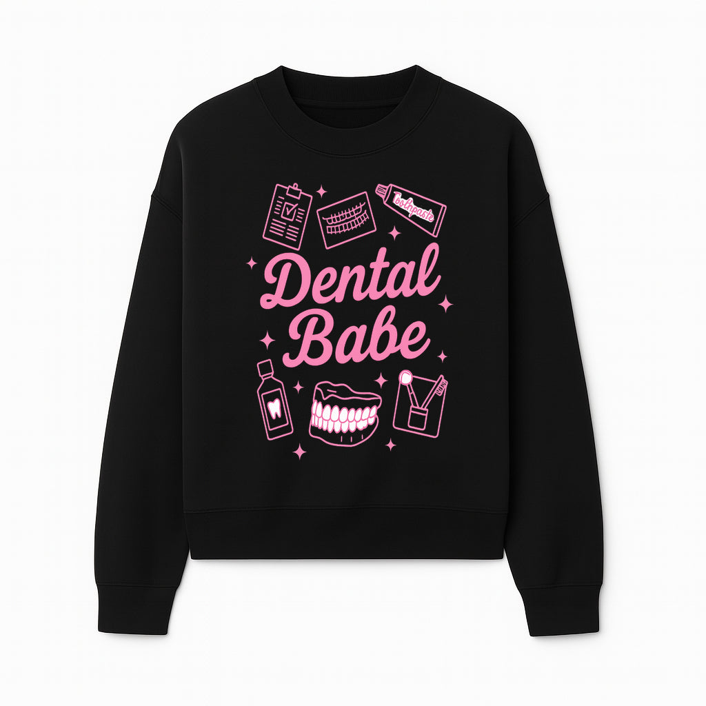 Dental Babe Neon Sign - Cute Dental Care Decor, Toothbrush, Toothpaste, Smile Art, Girly Dentist Gift, Fun Wall Art for Office or Home - Sweatshirt 1758250114564.jpg