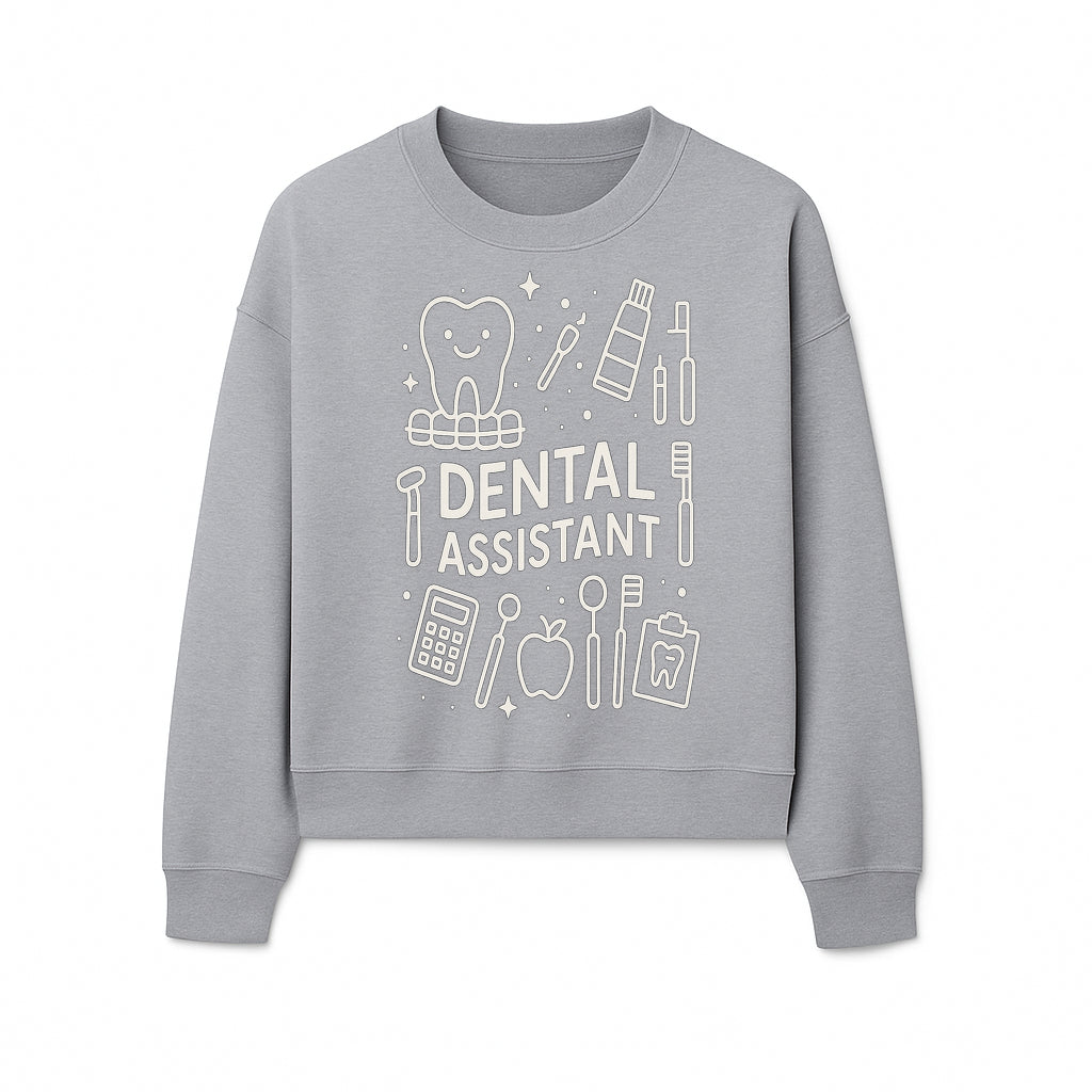Dental Assistant Graphic Tee - Cute Tooth, Tools & Calculator Design, Perfect Gift for Dental Professionals & Students - Sweatshirt 1758250114653.jpg
