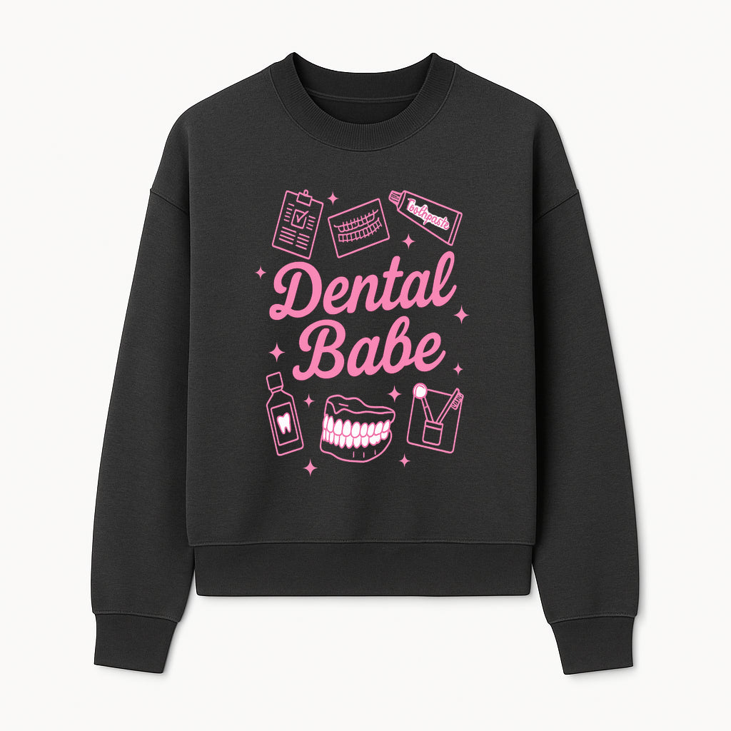 Dental Babe Neon Sign - Cute Dental Care Decor, Toothbrush, Toothpaste, Smile Art, Girly Dentist Gift, Fun Wall Art for Office or Home - Sweatshirt 1758250114700.jpg
