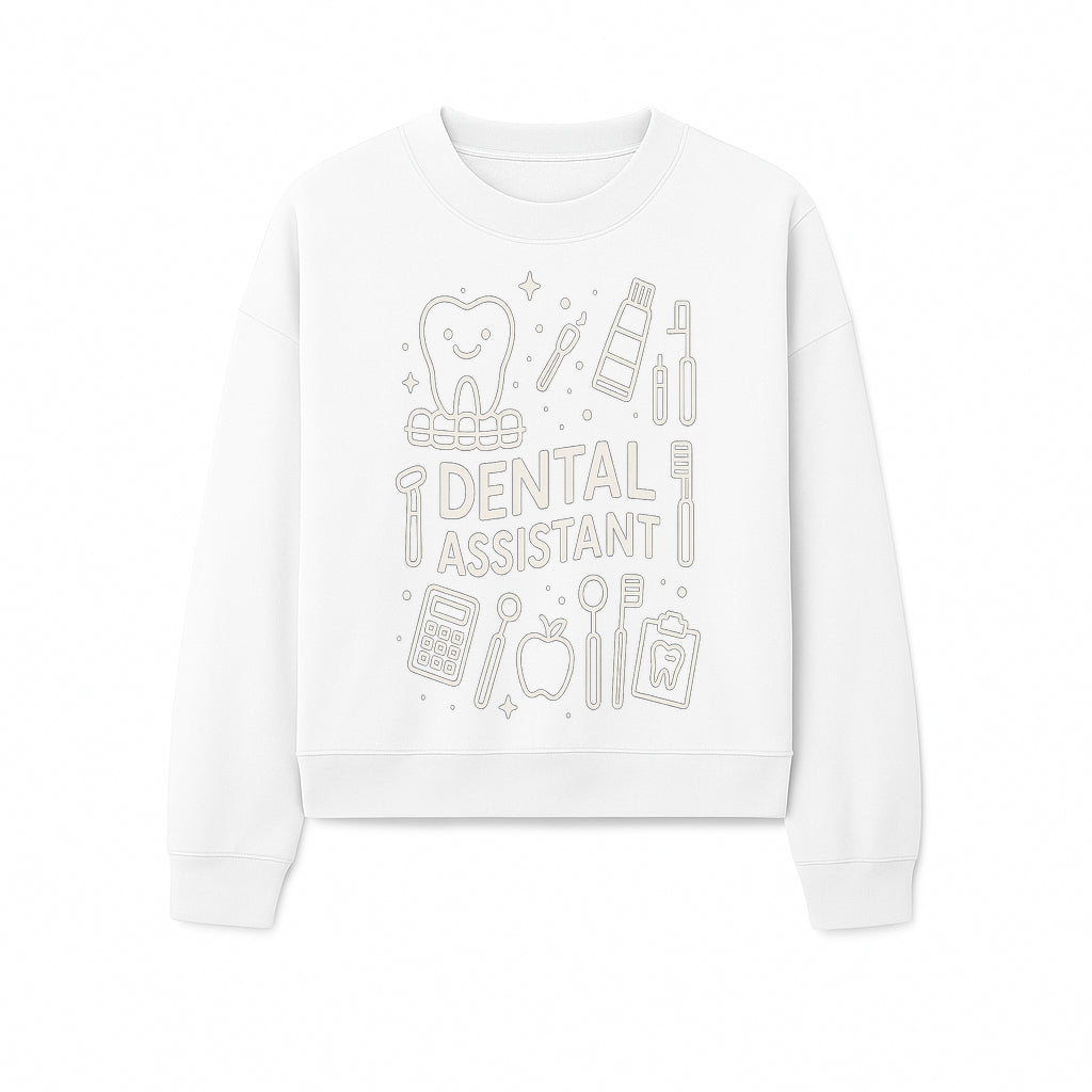 Dental Assistant Graphic Tee - Cute Tooth, Tools & Calculator Design, Perfect Gift for Dental Professionals & Students - Sweatshirt 1758250114812.jpg