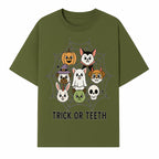 Cute Halloween Pet Characters in Spiderweb - Trick or Teeth Design for Kids' Apparel and Decor - T-shirt 1758250115014.jpg